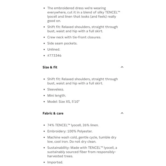 Banana Republic Embroidered Tencel Linen Mini Dress Black Shift Tassel Sz S $198 - Picture 4 of 10